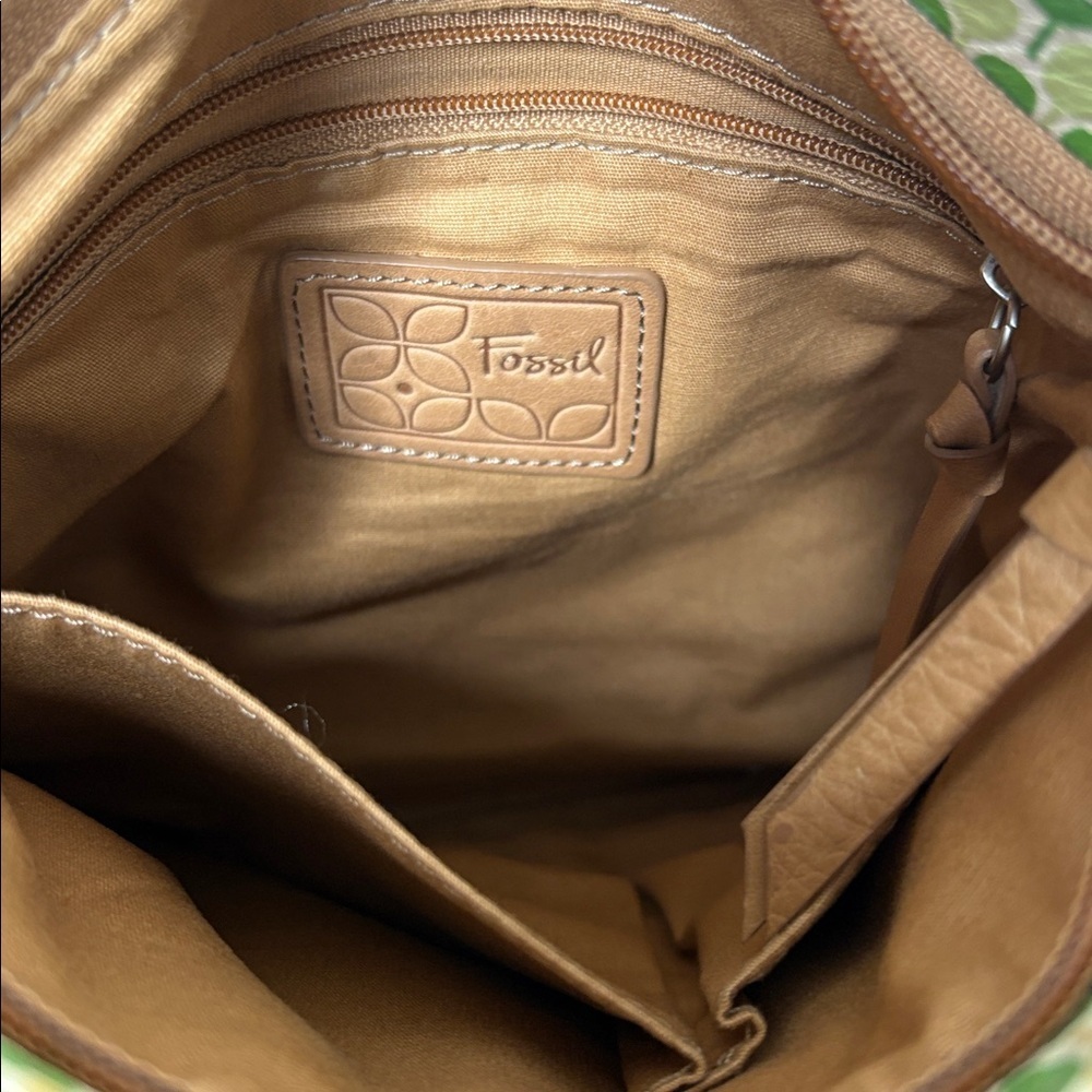 Y2K Fossil Yellow Floral Leather Ruffle Crossbody Bag - Picture 4 of 5